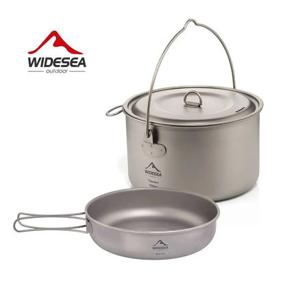Widesea Camping Tableware Titanium Cookware Set Tourism Cauldron Outdoor Cooking Pot Frying Pan Picnic Kitchen Hiking Trekking-EXPROTAS
