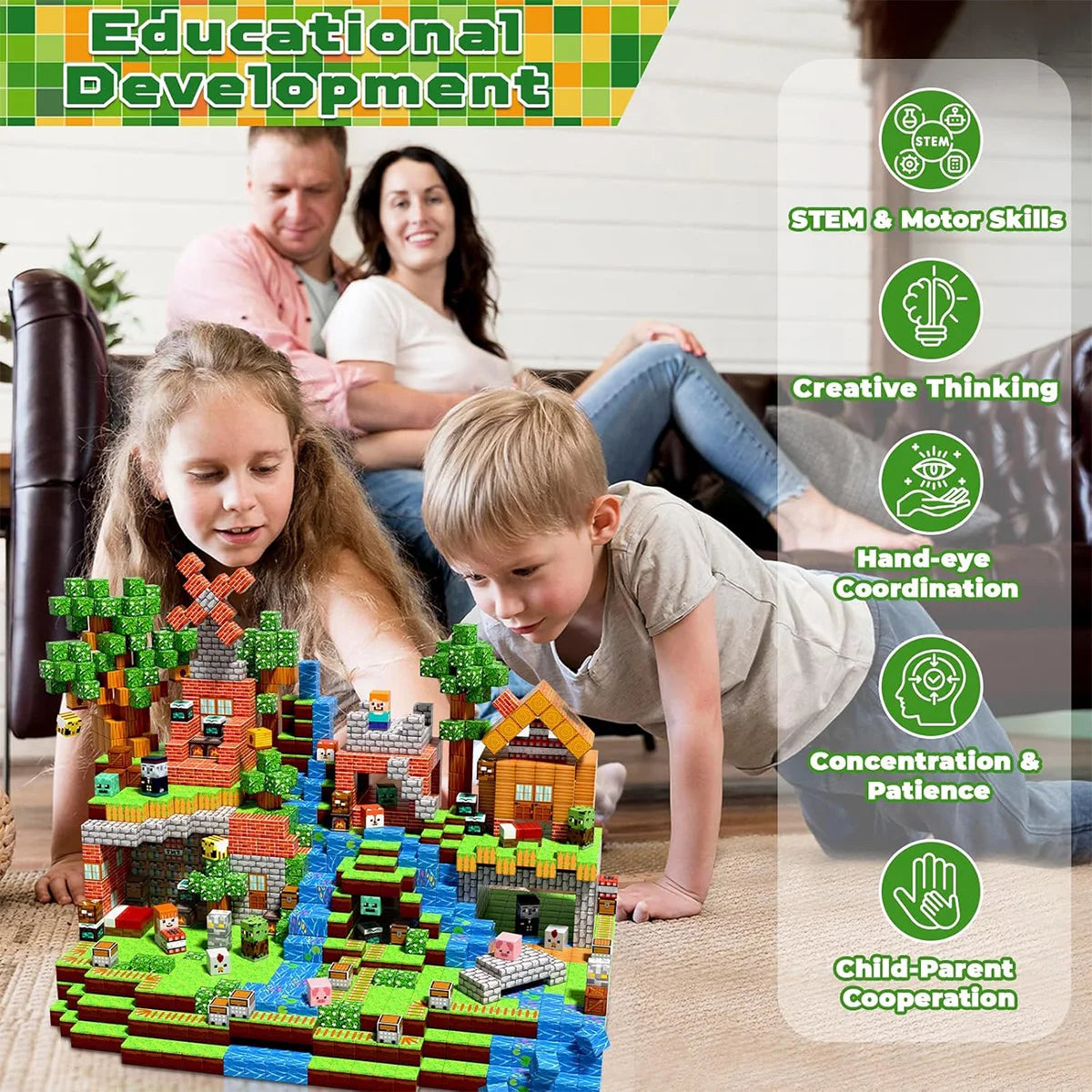 300PCS Magnetic Building Block Toy Educational Kids Construction Set