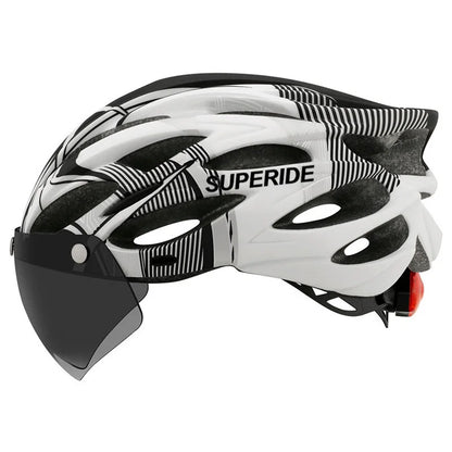 SUPERIDE Men Women Cycling Helmet with Rearlight Sports MTB Bicycle Helmet Road Bike Mountain Bike Helmet with Goggles & Visor-EXPROTAS