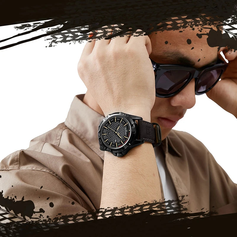 NAVIFORCE Men Casual Sport Military Quartz Calendar Wrist Watch for Man Business Leather Waterproof Male Clock Relogio Masculino-EXPROTAS