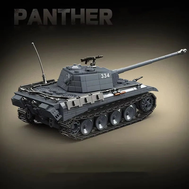 WW2 German Panther G Late Tank Building Blocks Military Brick Model Toy Set