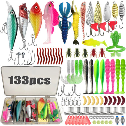 409Pcs Fishing Lure Tackle Box Set for Bass Trout Pike Layered Storage