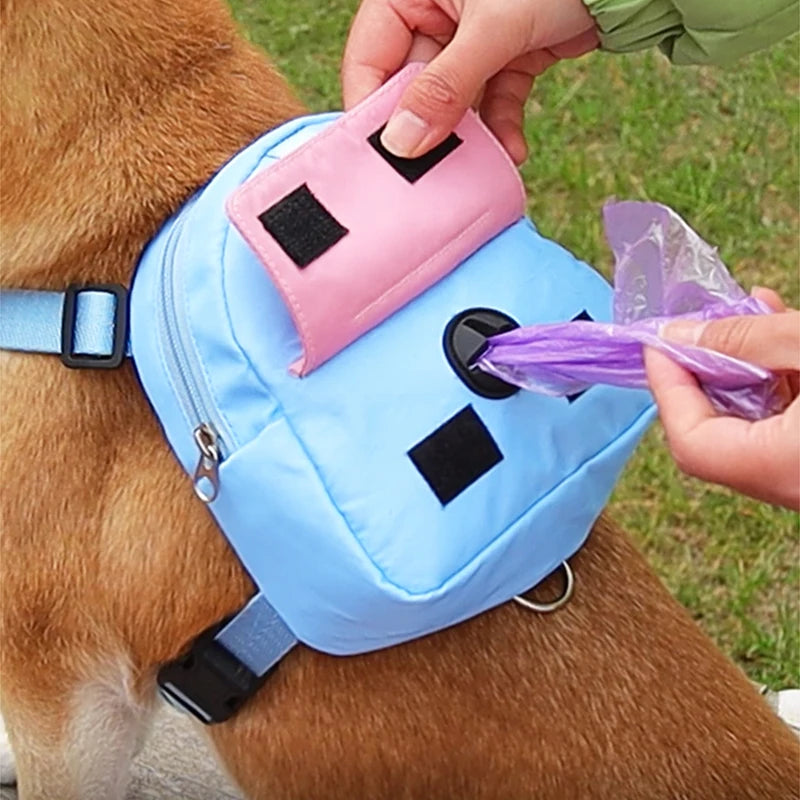 Waterproof Dogs Puppy Bag Outdoor Travel Backpack with Harness & Collar