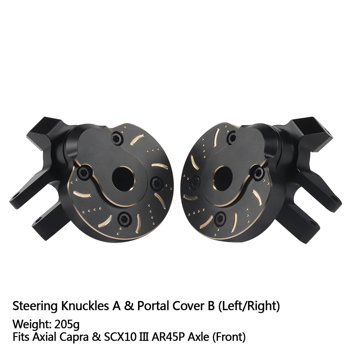 Black Brass Steering Knuckle Portal Cover Weights for Axial Capra SCX10 III