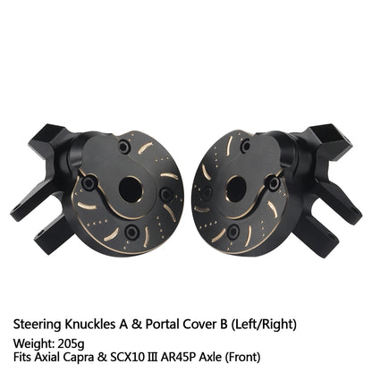 Black Brass Steering Knuckle Portal Cover Weights for Axial Capra SCX10 III