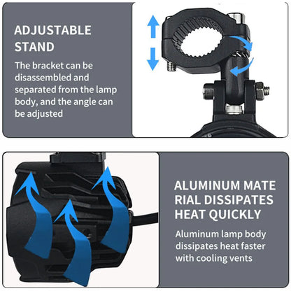 100W Motorcycle LED Headlight Fog Lights Auxiliary Driving Spotlights