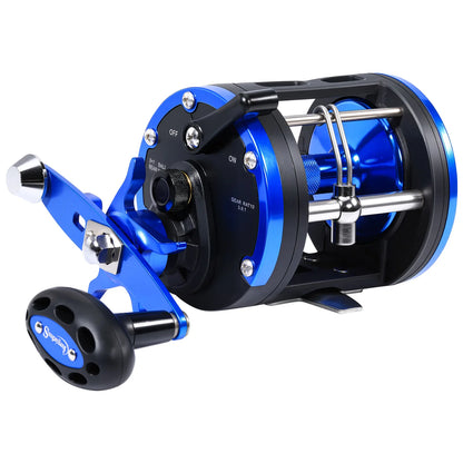 Trolling Drum Fishing Reel 3.8:1 3+1BB Metal Wire Guide Sougayilang Boat Reel