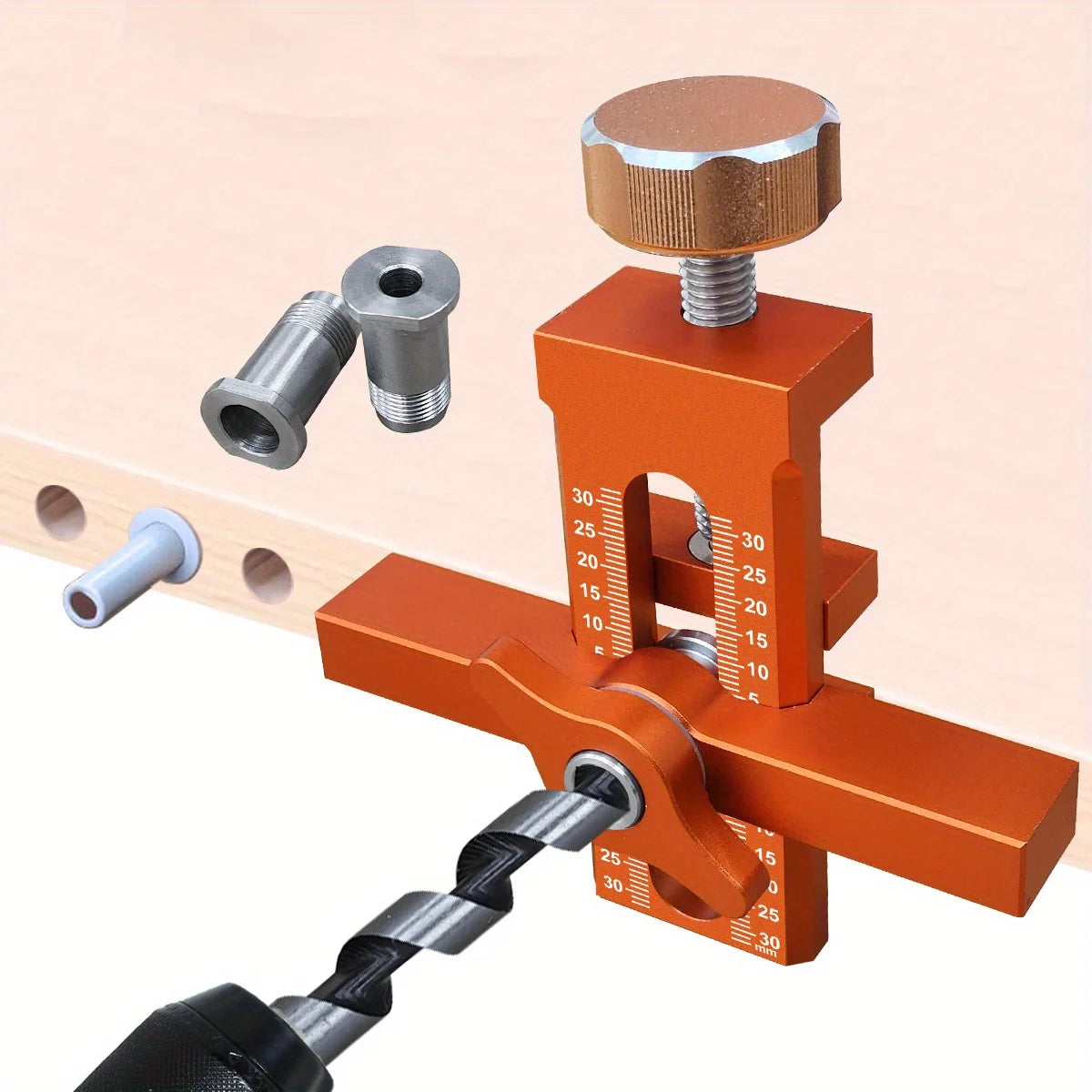 2-in-1 Cabinet Door Installation Positioner, 6/8/10mm Rebounder Punch Jig for Wardrobe Panel