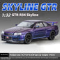 1:32 Nissan GTR R34 Skyline Supercar Alloy Metal Diecast Car Model Sound & Light Collection of Hobby Models Trendy Ornament Gift
