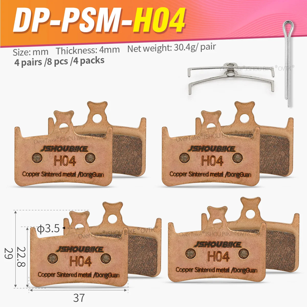 JSHOUBIKE Sintered Metal Brake Pads for Hope Tech 3 E4 Race Evo E4 Maxima