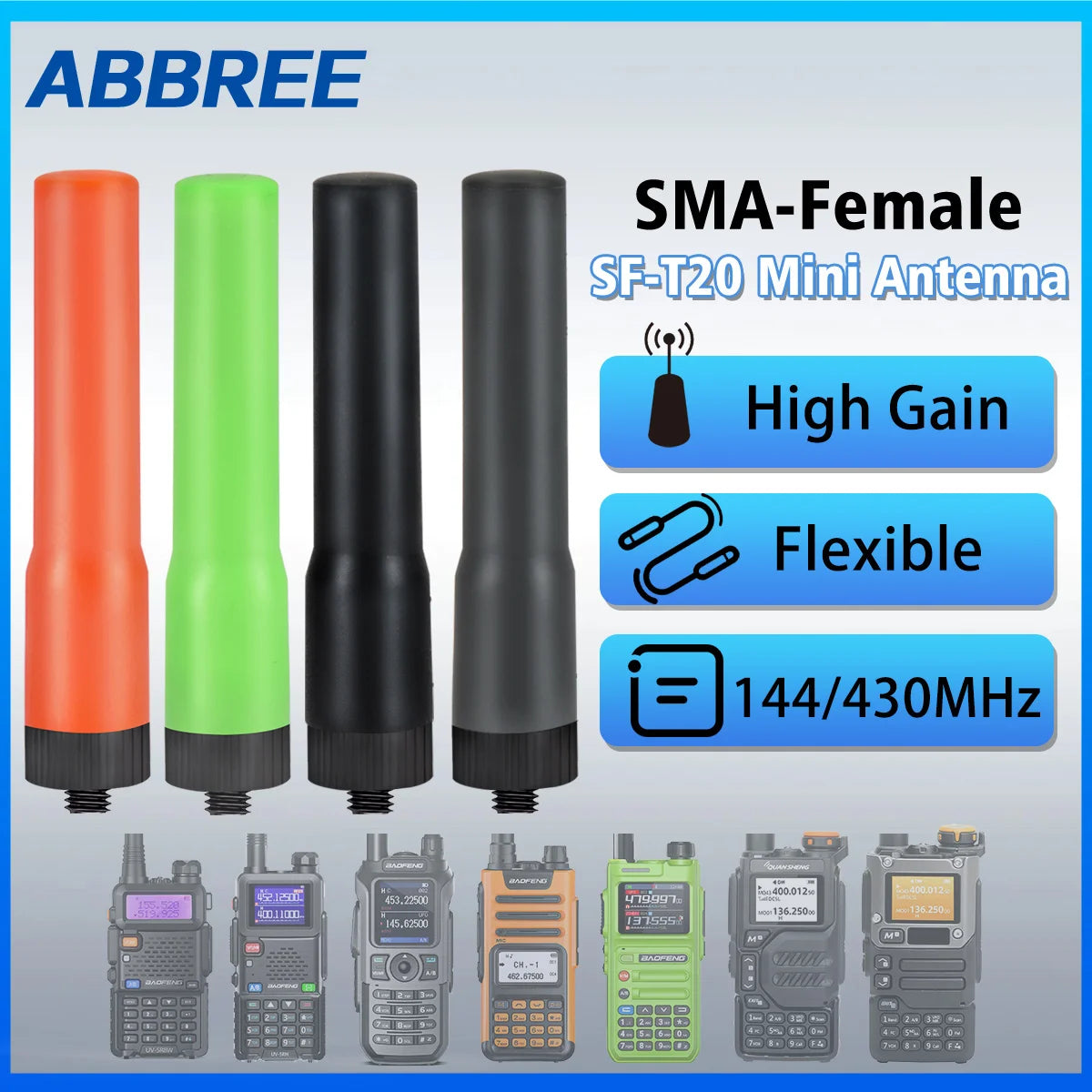 SMA-Female Antenna for Baofeng UV-32 UV-K5 Dual Band VHF UHF Radio