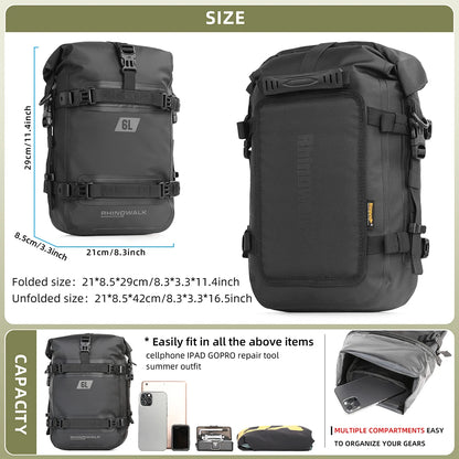 Rhinowalk 6L Waterproof Motorcycle Crash Bar Frame Tool Bag