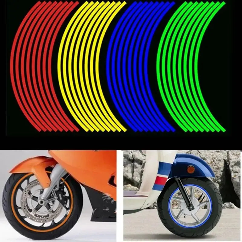 1set of 16pcs Wheel Sticker Reflective Rim Stripe Tape Bike Motorcycle Stickers For Honda For Kawasaki Z750 Z800 For YAMAHA MT07-EXPROTAS