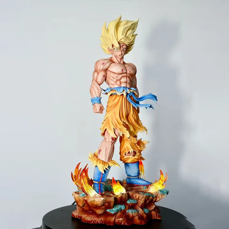 Dragon Ball Z Goku Figure JT Statue LED Base Super Saiyan with Replaceable Heads Gift
