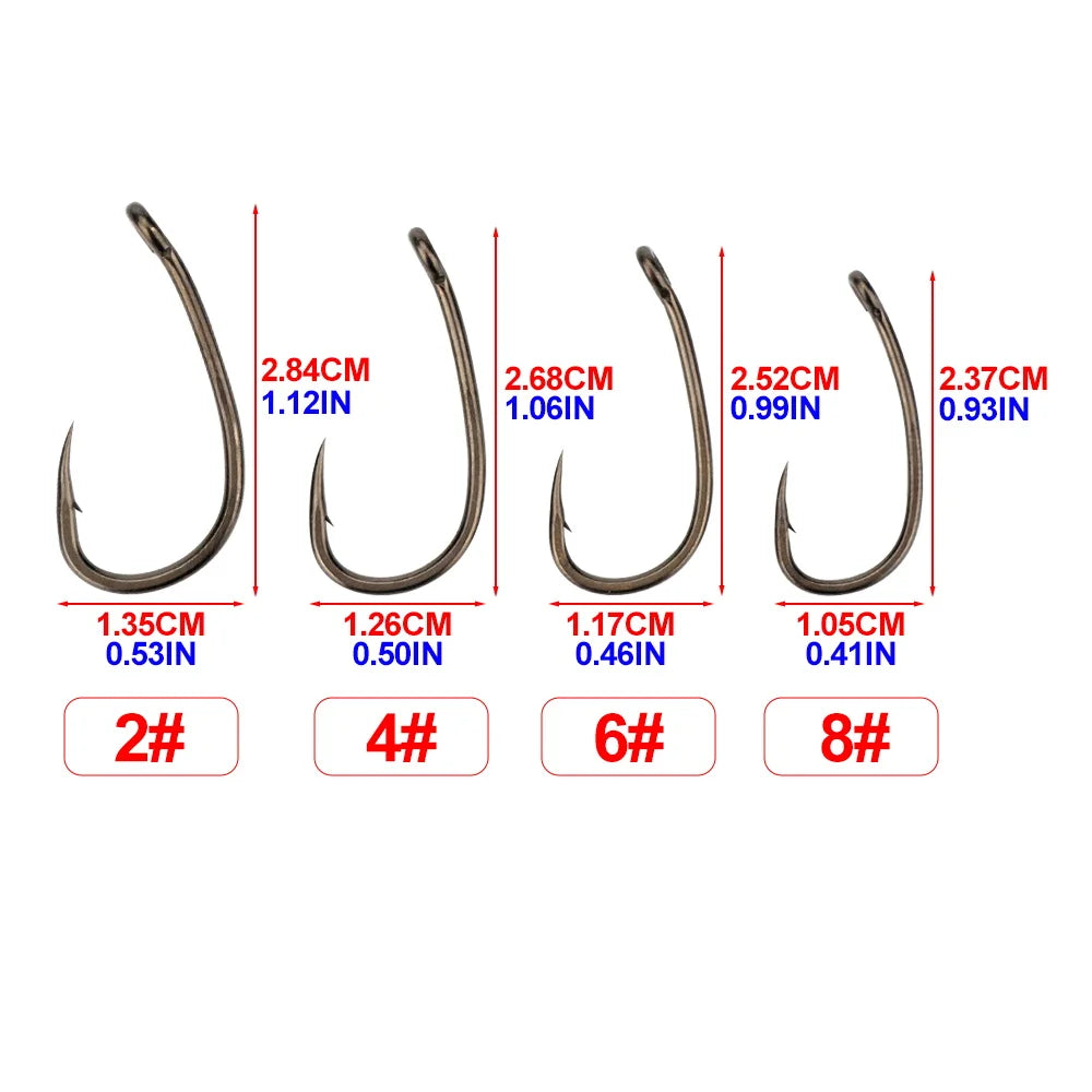 50pcs Barbed Fish Hooks Stainless Steel Fishing Hooks with Eye 8035