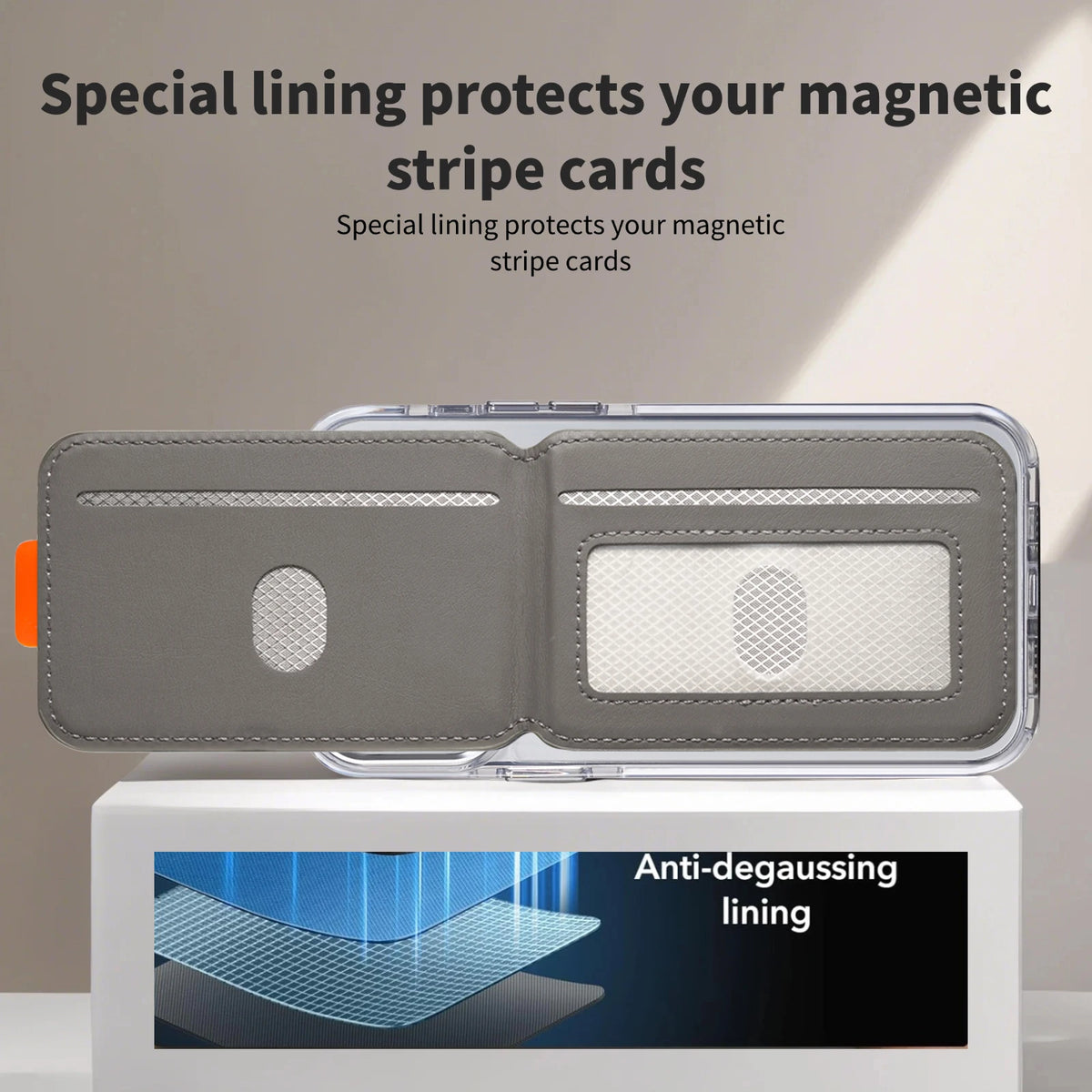 Magnetic Phone Card Holder Wallet PU Leather RFID Wireless Charging Case