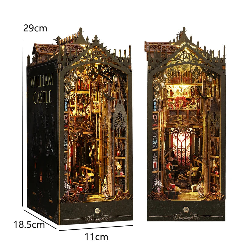 DIY Wooden Book Nook Mini Dollhouse 3D Puzzle Kit Bookshelf Insert Decor Gift - EXPROTAS