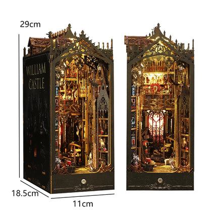 DIY Wooden Book Nook Mini Dollhouse 3D Puzzle Kit Bookshelf Insert Decor Gift - EXPROTAS