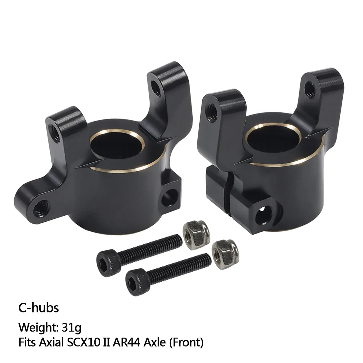 Axial SCX10 II AR44 Black Brass Weight Set Diff Cover Knuckles C-Hubs Link Mounts