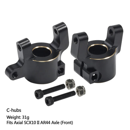 Axial SCX10 II AR44 Black Brass Weight Set Diff Cover Knuckles C-Hubs Link Mounts