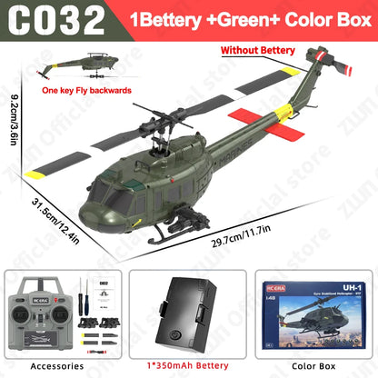 C032 RC Helicopter 2.4G 6CH Brushless Gyro Altitude Hold Optical Flow Drone Toy