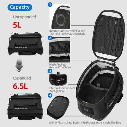 Rhinowalk 6.5L Magnetic Motorcycle Tank Bag Quick Release Rain Cover Universal