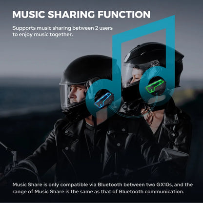 GEARELEC GX10 Bluetooth Motorcycle Intercom Helmet Headset 10 Riders Wireless BT Motorbike Interphone Music Sharing PK B4FM-X