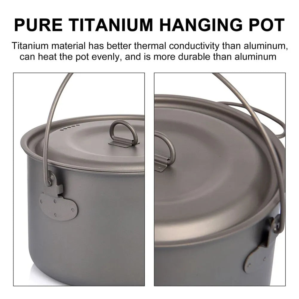 Widesea Camping Tableware Titanium Cookware Set Tourism Cauldron Outdoor Cooking Pot Frying Pan Picnic Kitchen Hiking Trekking-EXPROTAS