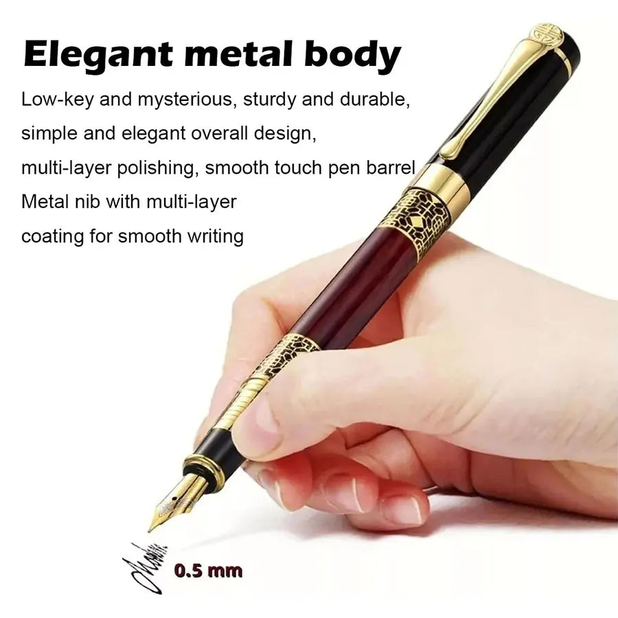 1-100Pcs Retro Metal Fountain Pen Replaceable Ink Elegant Writing Supplies