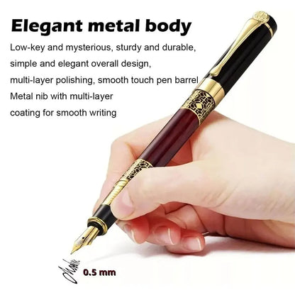1-100Pcs Retro Metal Fountain Pen Replaceable Ink Elegant Writing Supplies