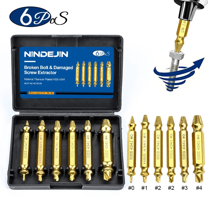 6pcs Screw Extractor Drill Damaged Bolt Remover Easy Out Bits Set