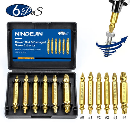6pcs Screw Extractor Drill Damaged Bolt Remover Easy Out Bits Set