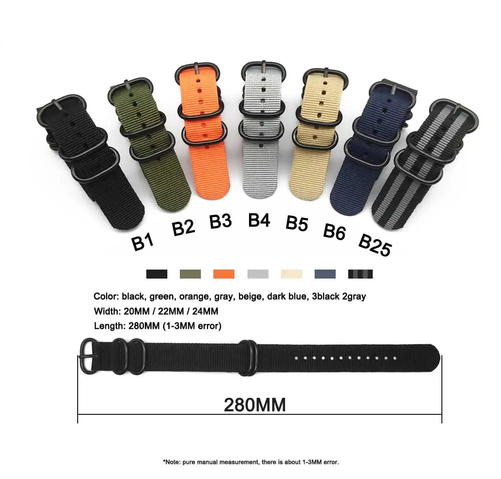 Watch Strap Nylon Band Quick Release 18mm 20mm 22mm 24mm for Man Women