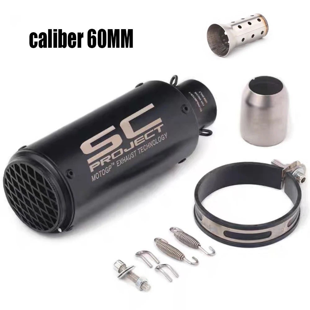 51/60mm Motorcycle Exhaust Pipe | Straight-Through Muffler for Honda/Yamaha