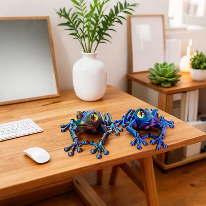3D Printed Jointed Frog Figurine for Home Office Decor Articulated Poses