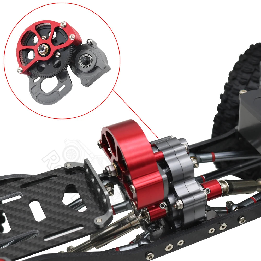 1/10 RC Crawler Metal Transmission Gearbox w/ Motor Gear for Axial SCX10