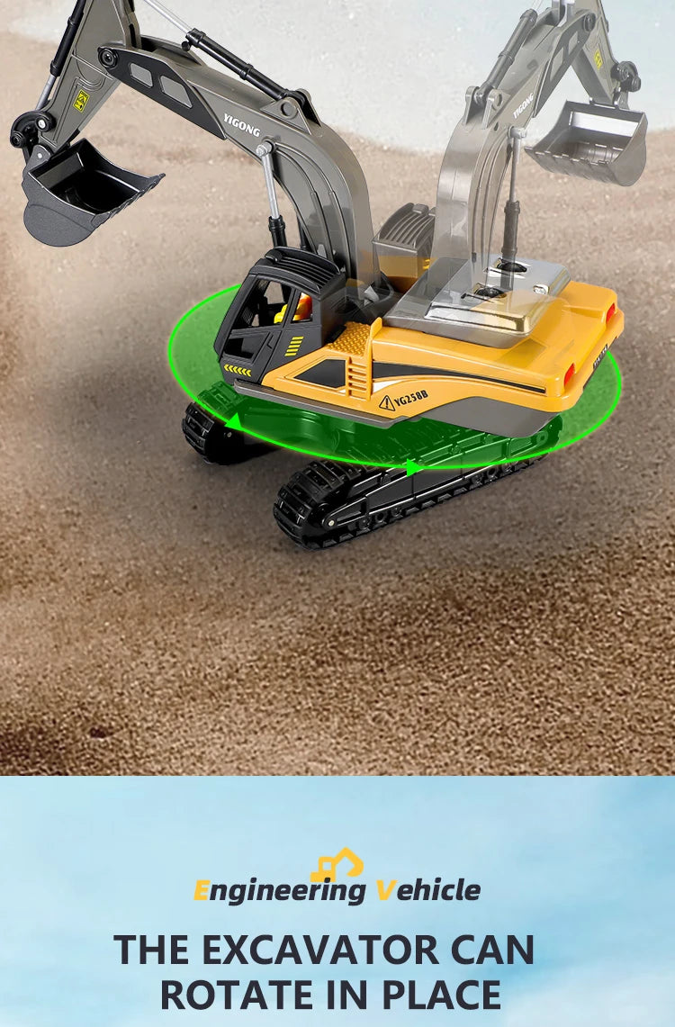 RC Excavator Dumper Car 2.4G Remote Control Engineering Vehicle Crawler Truck Bulldozer Toys for Boys Kids Christmas Gifts-EXPROTAS