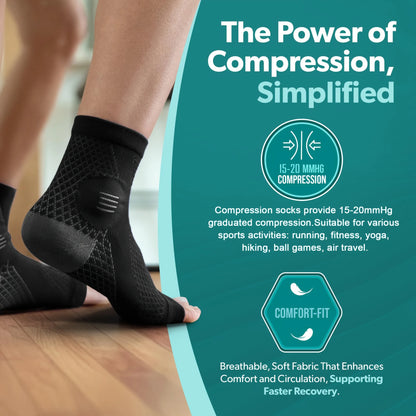 1 Pair Ankle Compression Socks Arch Support Open Toe Foot Sleeves