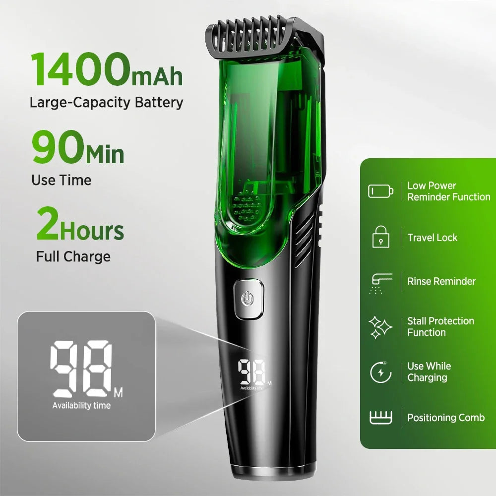 Rechargeable Beard Trimmer Vacuum Men Adjustable Length Cordless Clipper