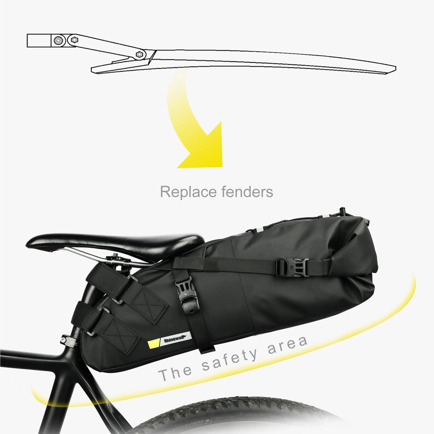 Rhinowalk Waterproof Bicycle Saddle Bag with Stabilizer Set 13L Large Capacity
