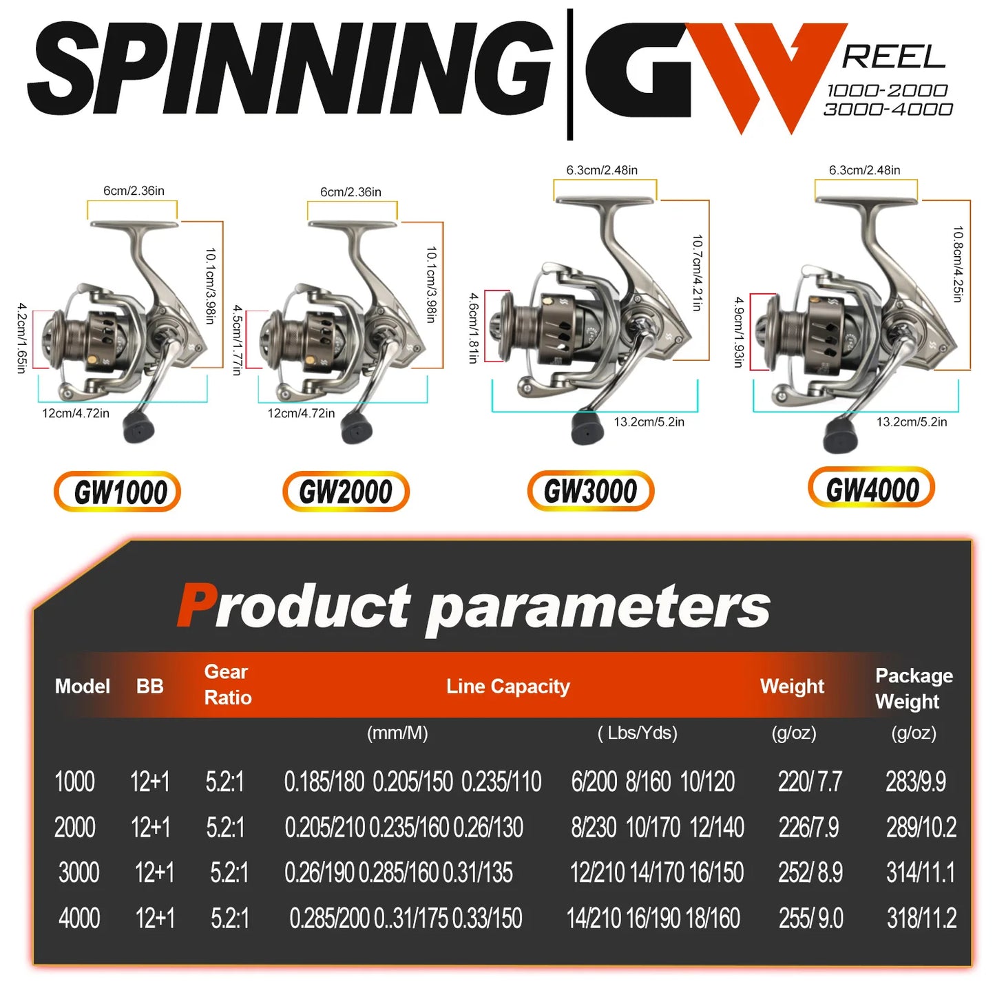 Spinning Fishing Reel 1000-7000 18kg Max Drag Metal Gear Sougayilang