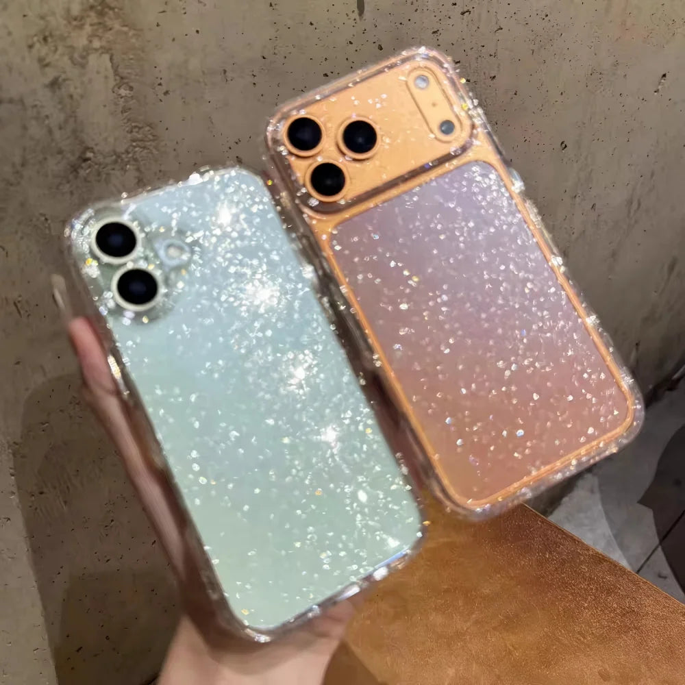 Ultra Thin Glitter Clear Case for iPhone 13-17 Air Pro Max Plus TPU Cover