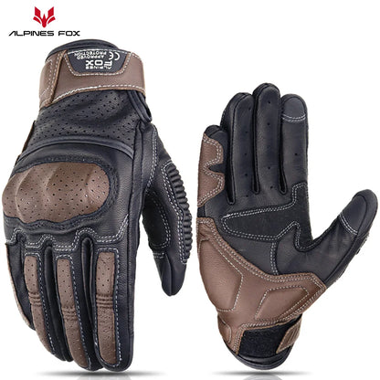 Brown Vintage Leather Motorcycle Gloves Men CE Certification Motorbike Riding Touch Screen Motocross Moto Racing Biker Glove XXL-EXPROTAS