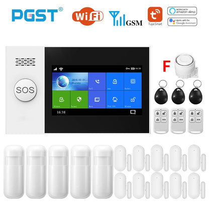 PGST PG-107 Tuya Wireless Home WIFI GSM Home Security With Motion Detector Sensor Burglar Alarm System APP Control Support Alexa-EXPROTAS