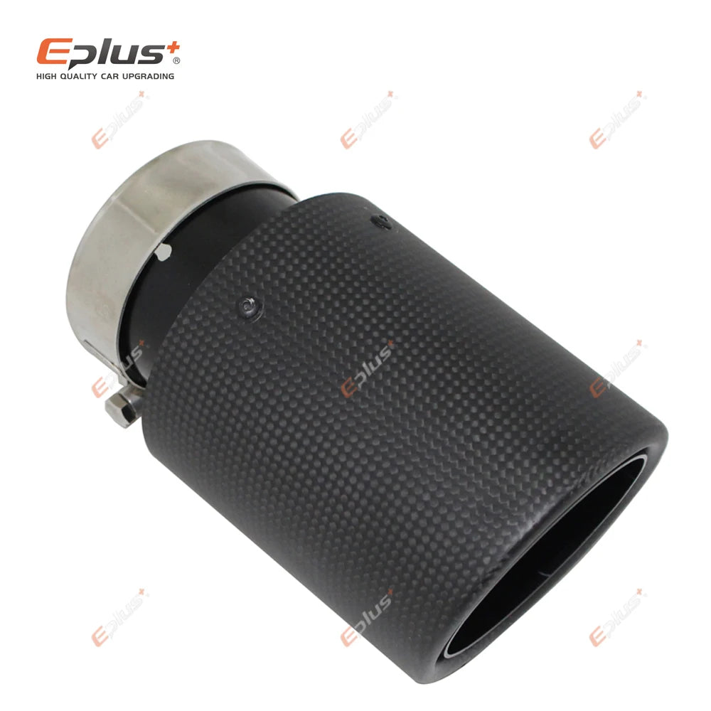 Matte Carbon Fiber Exhaust Tip Black Stainless Crimped Universal Muffler