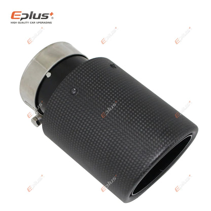 Matte Carbon Fiber Exhaust Tip Black Stainless Crimped Universal Muffler