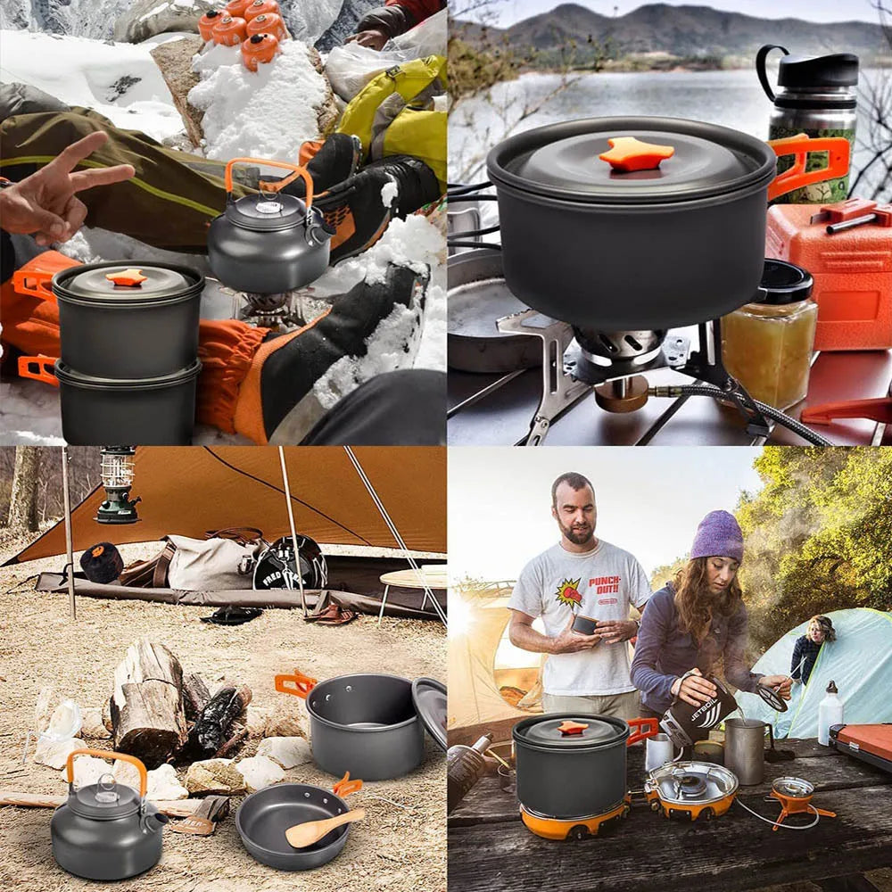 1pcs Outdoor Cooking Camping Cookware Set Portable Picnic Kettle Pan Pot