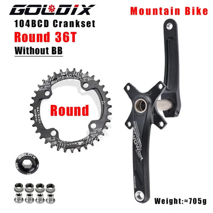 GOLDIX MTB Crankset 104BCD with Narrow Wide Chainring Round or Oval Options - EXPROTAS