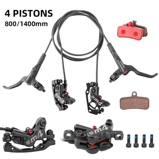 Silicone Protective Cover Hydraulic Disc Brake Set 4-Piston 800mm/1400mm MTB