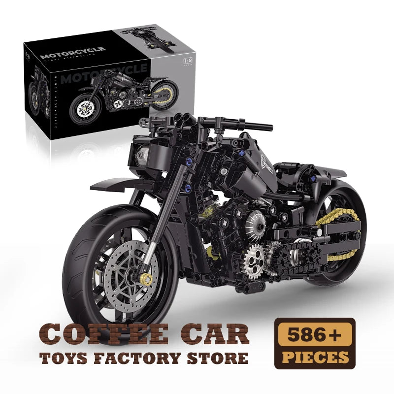 1:8 High-Tech Motorbike Building Blocks MOC Speed Racing Motorcycle Model Toy Gift